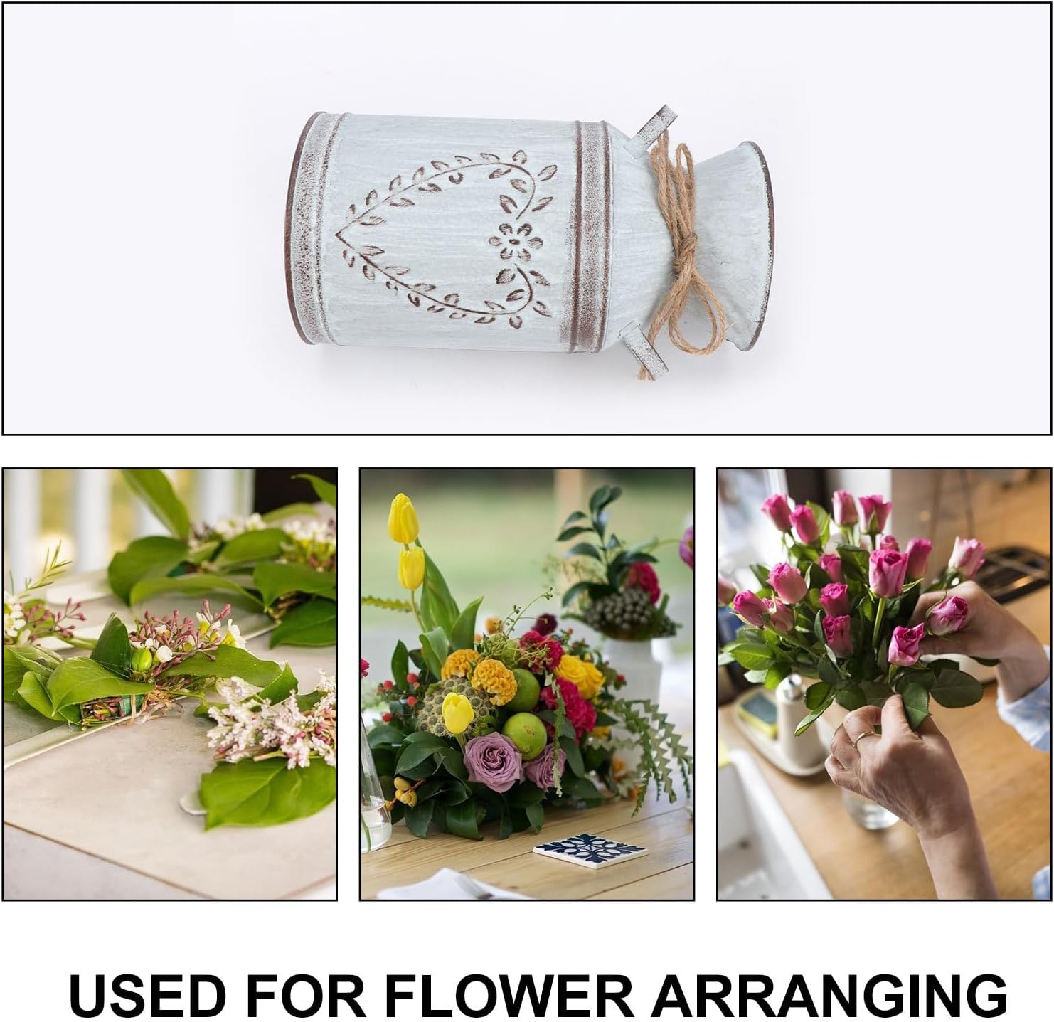 Retro Heart Shaped Metal Vase for Home Decor Centerpieces