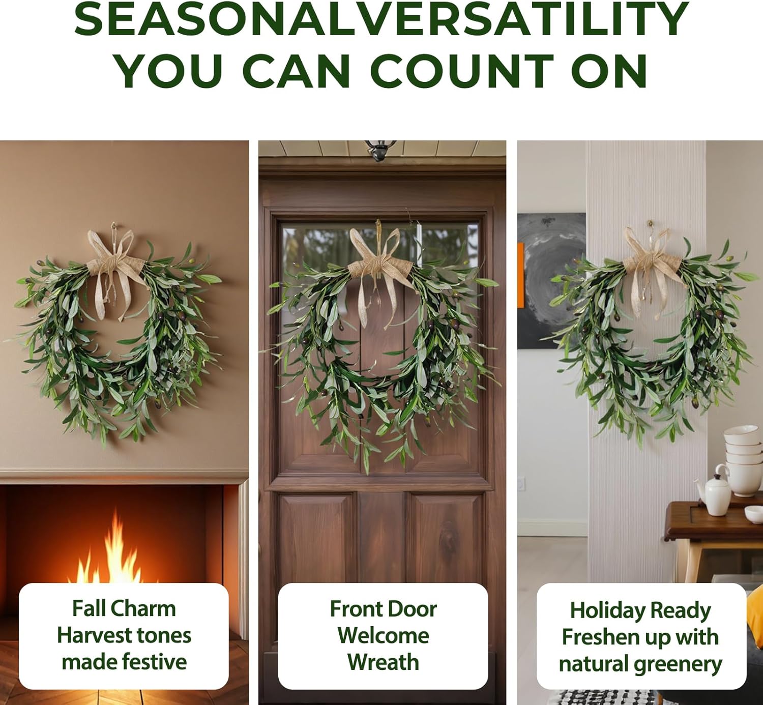 Artificial Olive Garland with Greenery Leaves Wreath