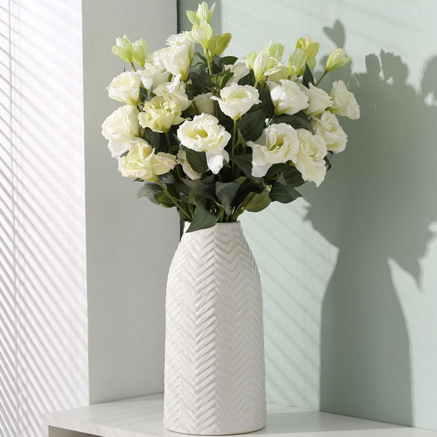 Hjn White Ceramic Vase for Flowers and Decor