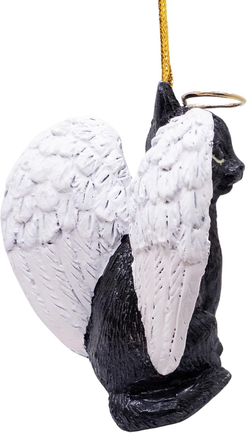 Black Cat Angel Tabby Christmas Tree Ornament