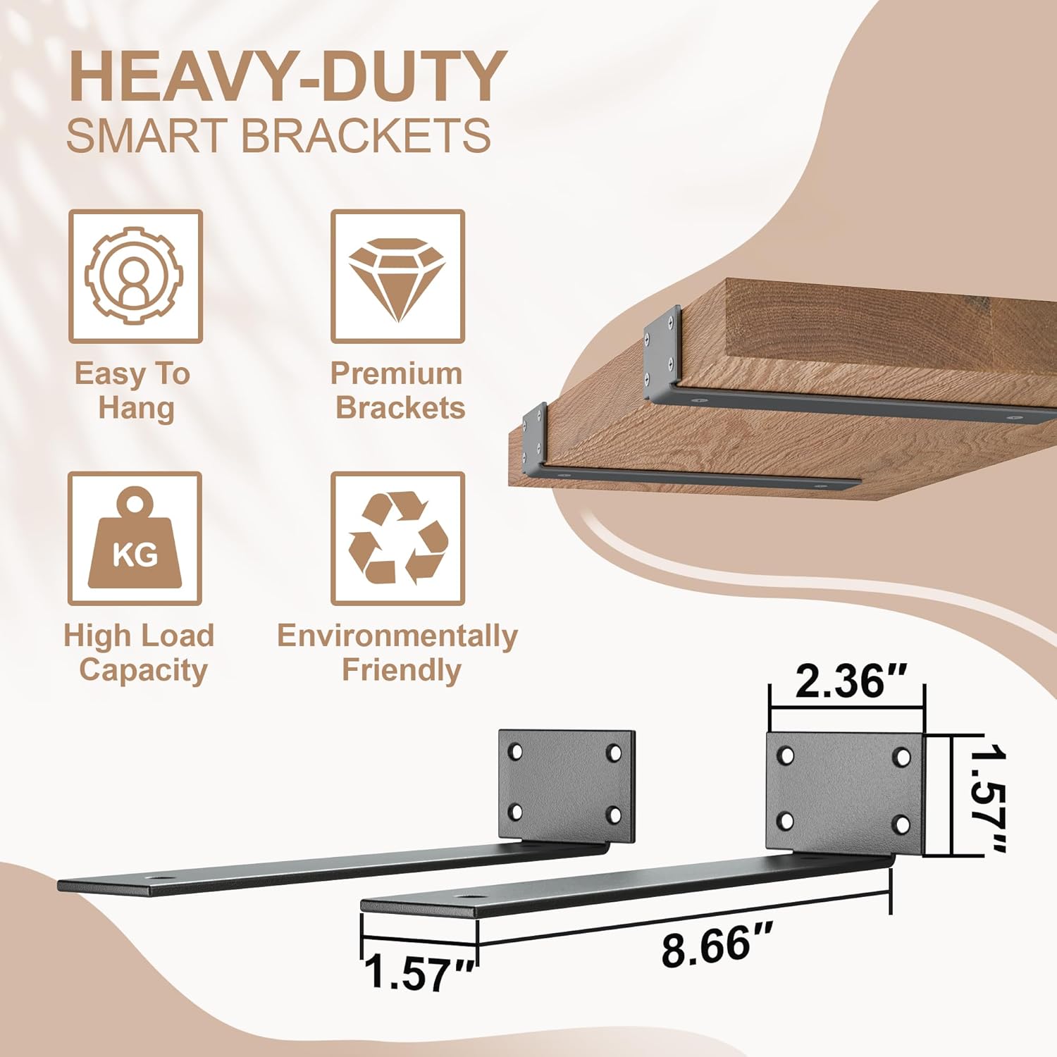 Solid Oak Floating Shelves 16x10 Inch Heavy Duty