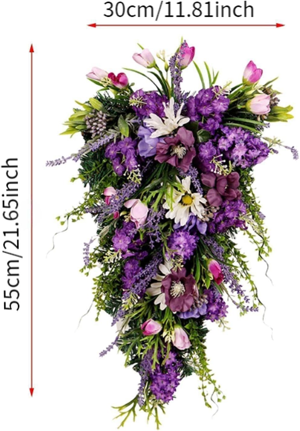 2165 Inch Spring Floral Teardrop Wreath for Front Door and Window