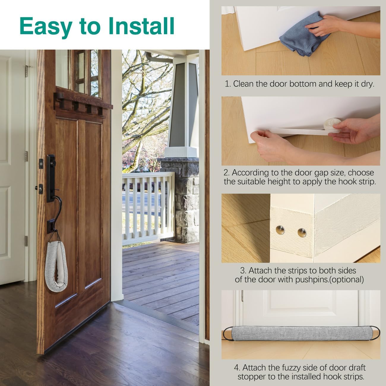 Lewondr Door Draft Stopper 36 Inch Sound Proof Triangular Weather Stripping Blocker Gray