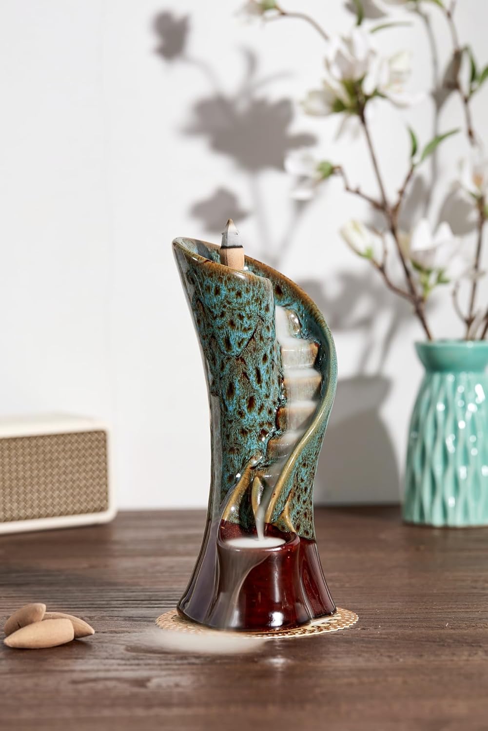 Unique Cloud Stairs Ceramic Incense Holder with Backflow Cones