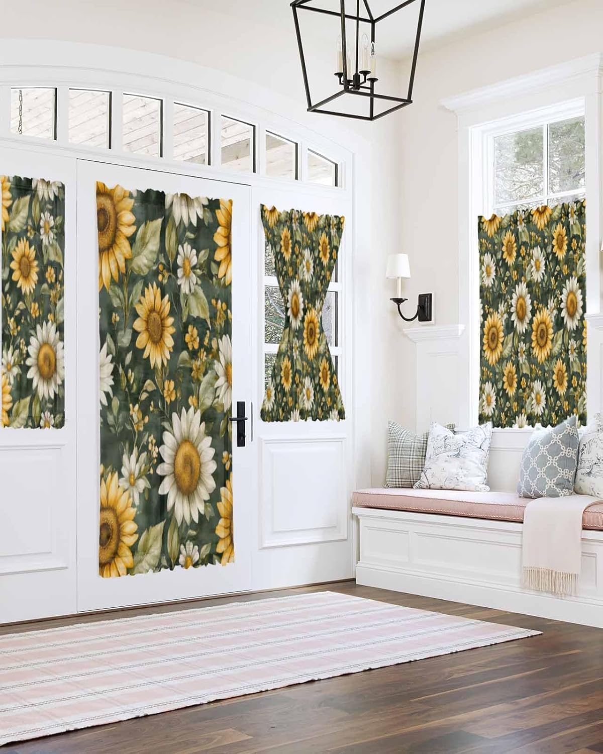 PANJINEXT Door Curtains 54x40 Sheer Thermal Insulated Rod Pocket Drapes with Tiebacks for French Doors