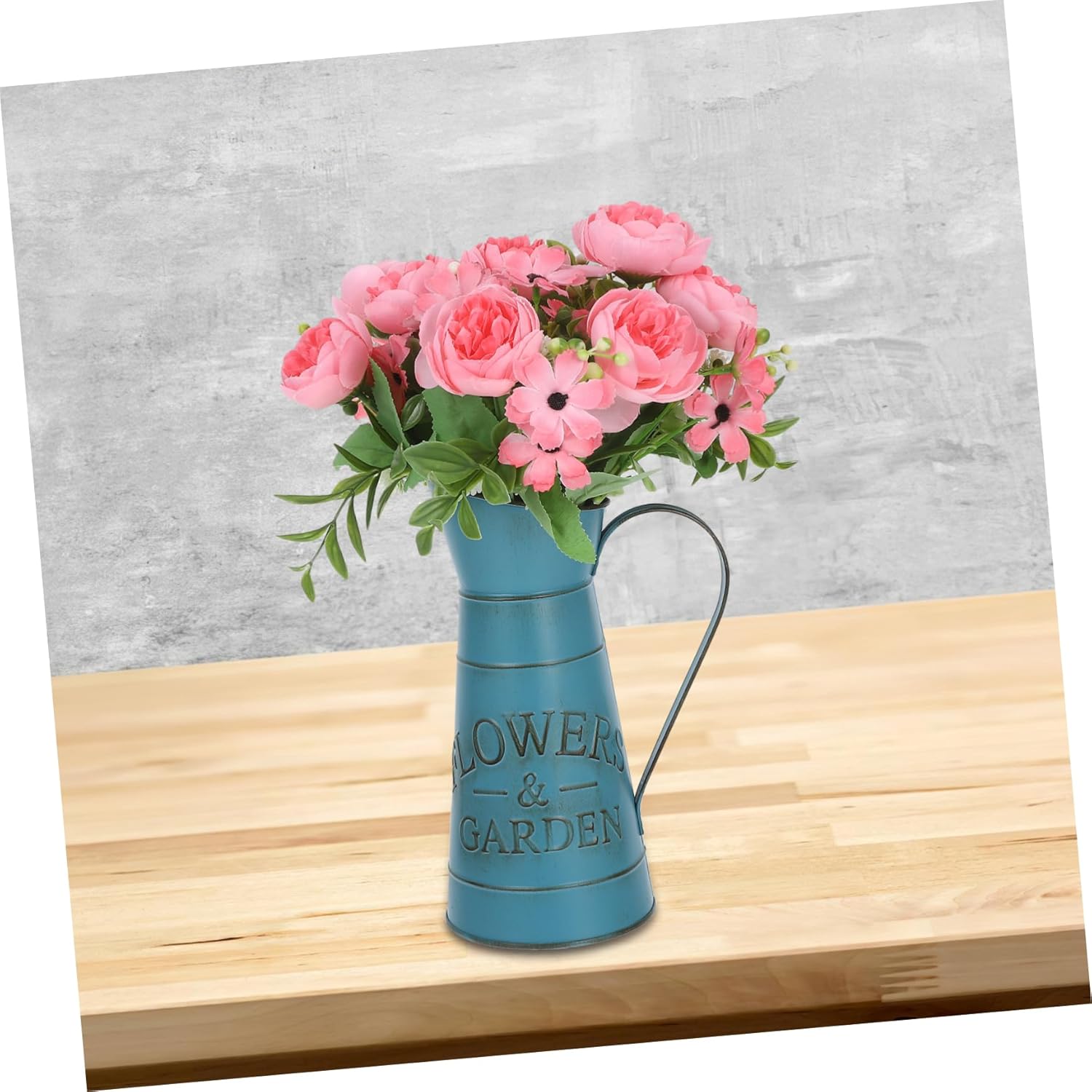 Hemoton Vintage Style Kettle Flower Vase Blue