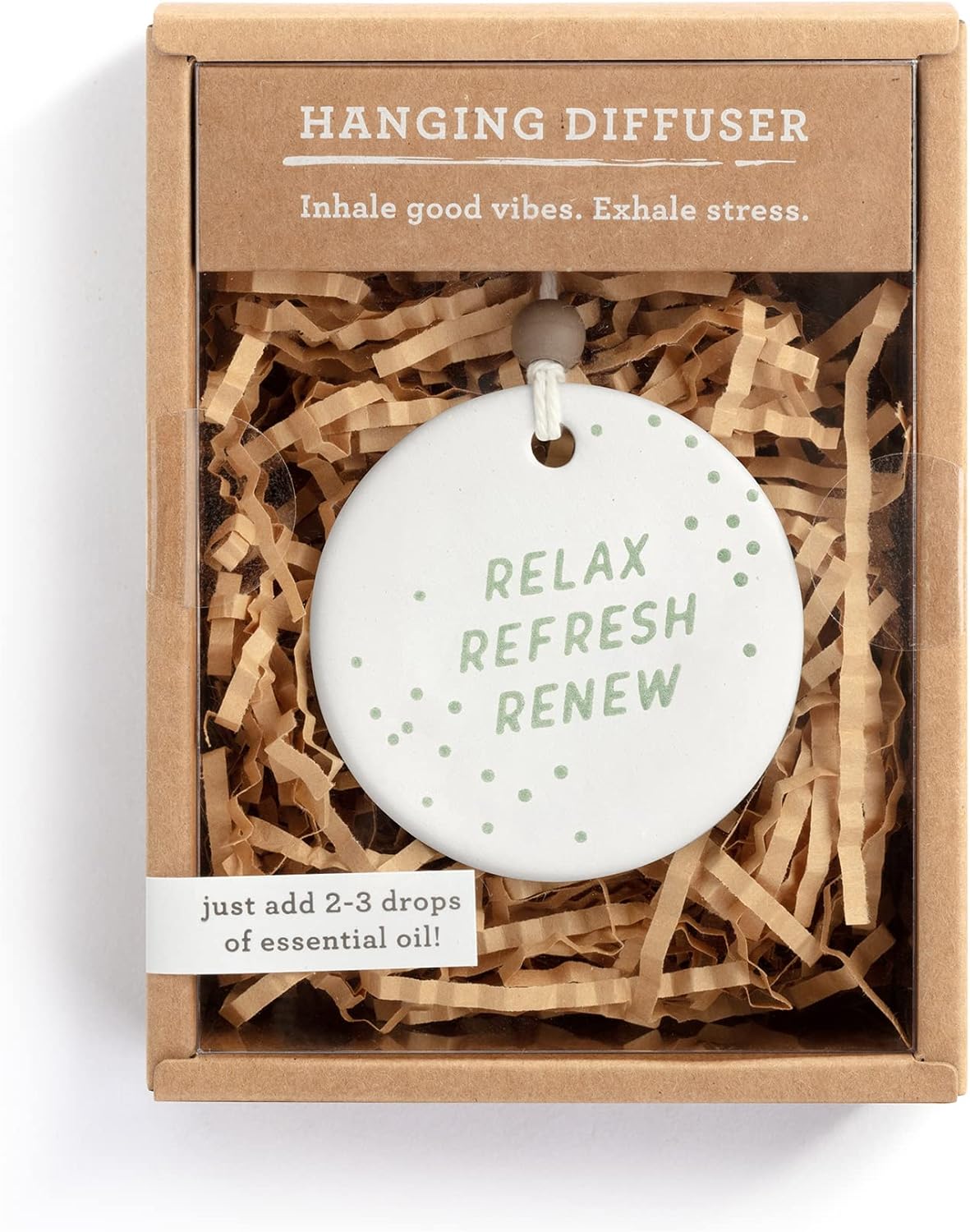 DEMDACO Relax Refresh Renew Green Earthenware Diffuser Hanging Ornament