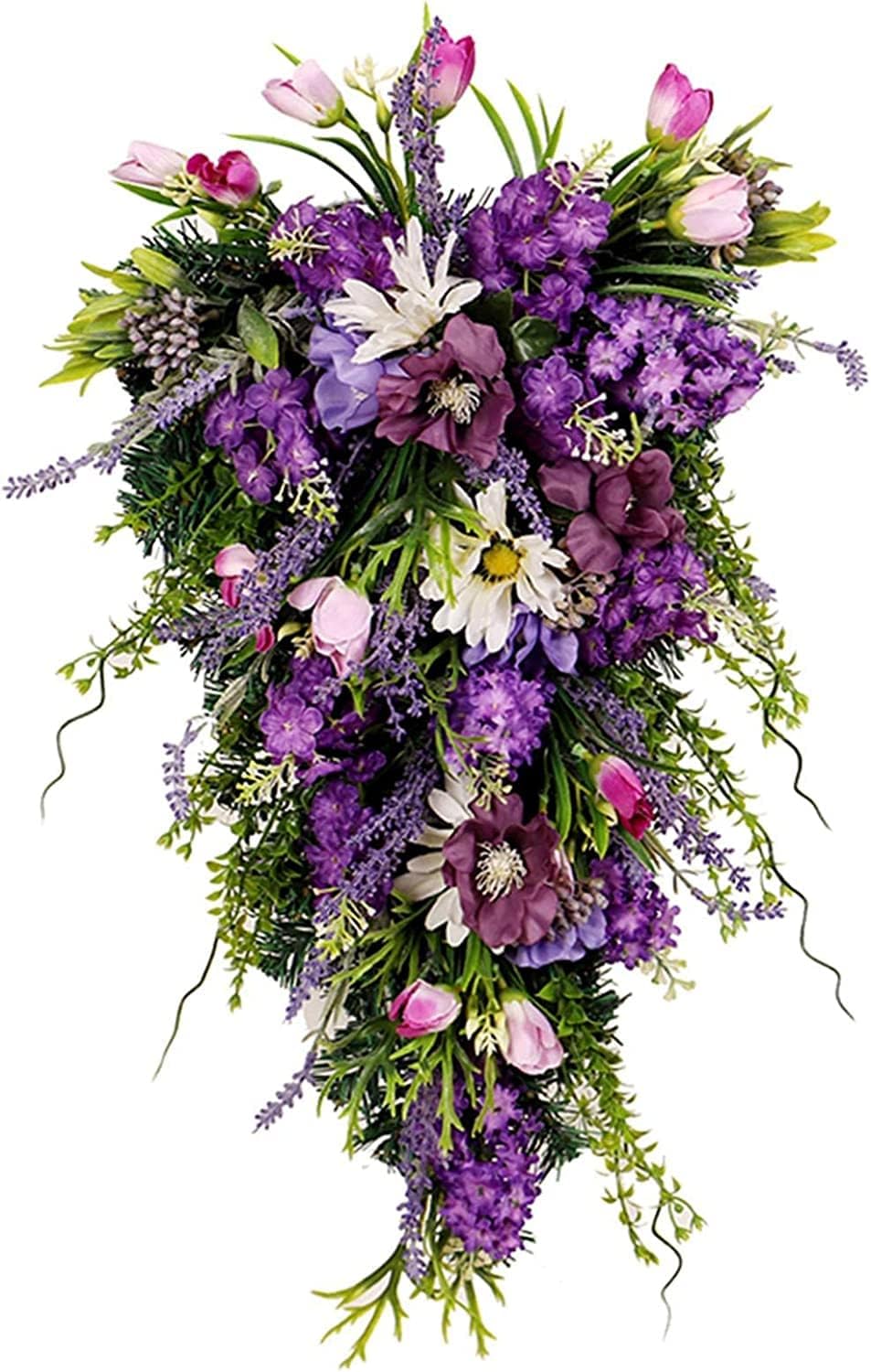 Purple Artificial Teardrop Wreath for Front Door