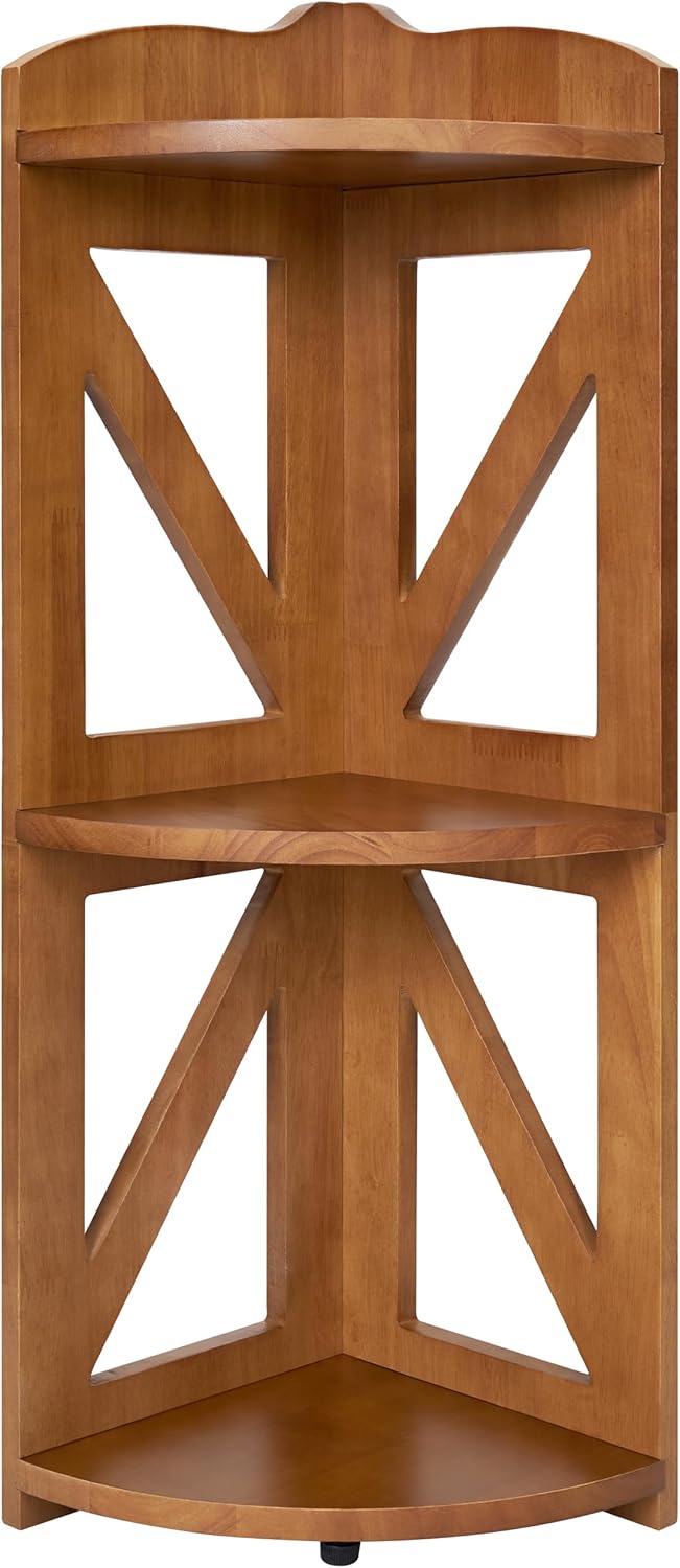 YCICI Corner Shelf Stand 3 Tier Natural Wood Brown