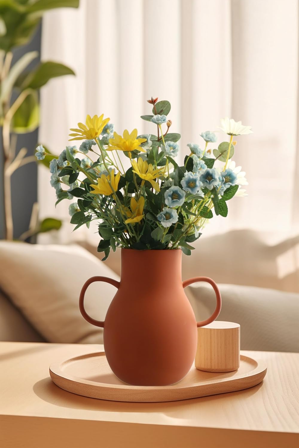 Terracotta Vases Set of 2 8 Inch Decorative Vases