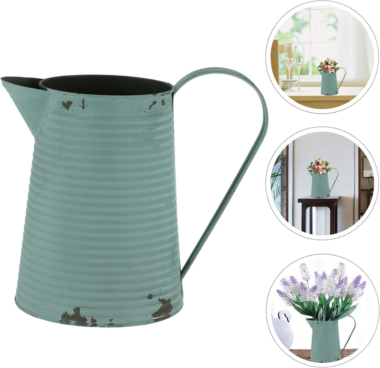 Cabilock Rustic Metal Flower Vase Vintage Pitcher