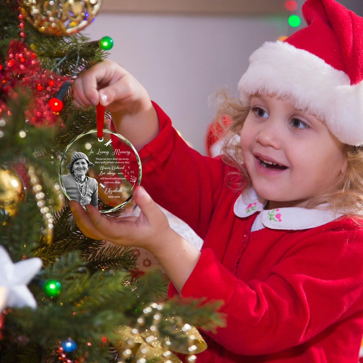 Personalized Photo Memorial Crystal Glass Christmas Ornament