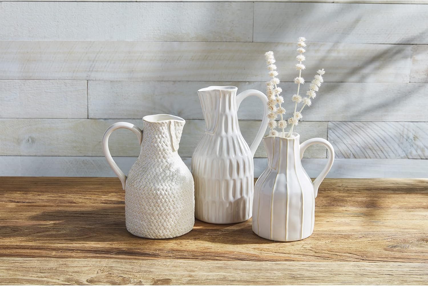 Mud Pie Cream Stoneware Jug Bud Vase Large
