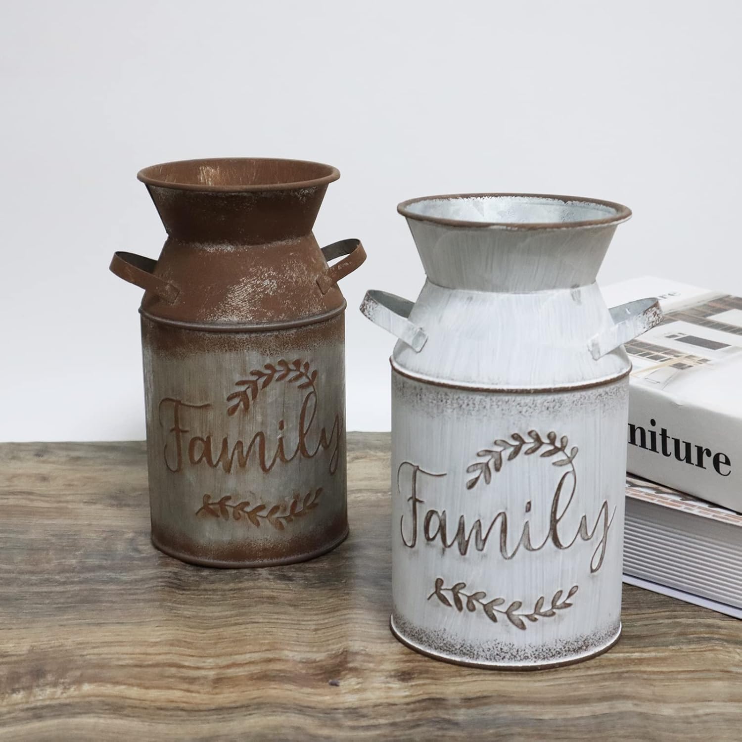 Galvanized Milk Can Greeting Vase with Rustic Design