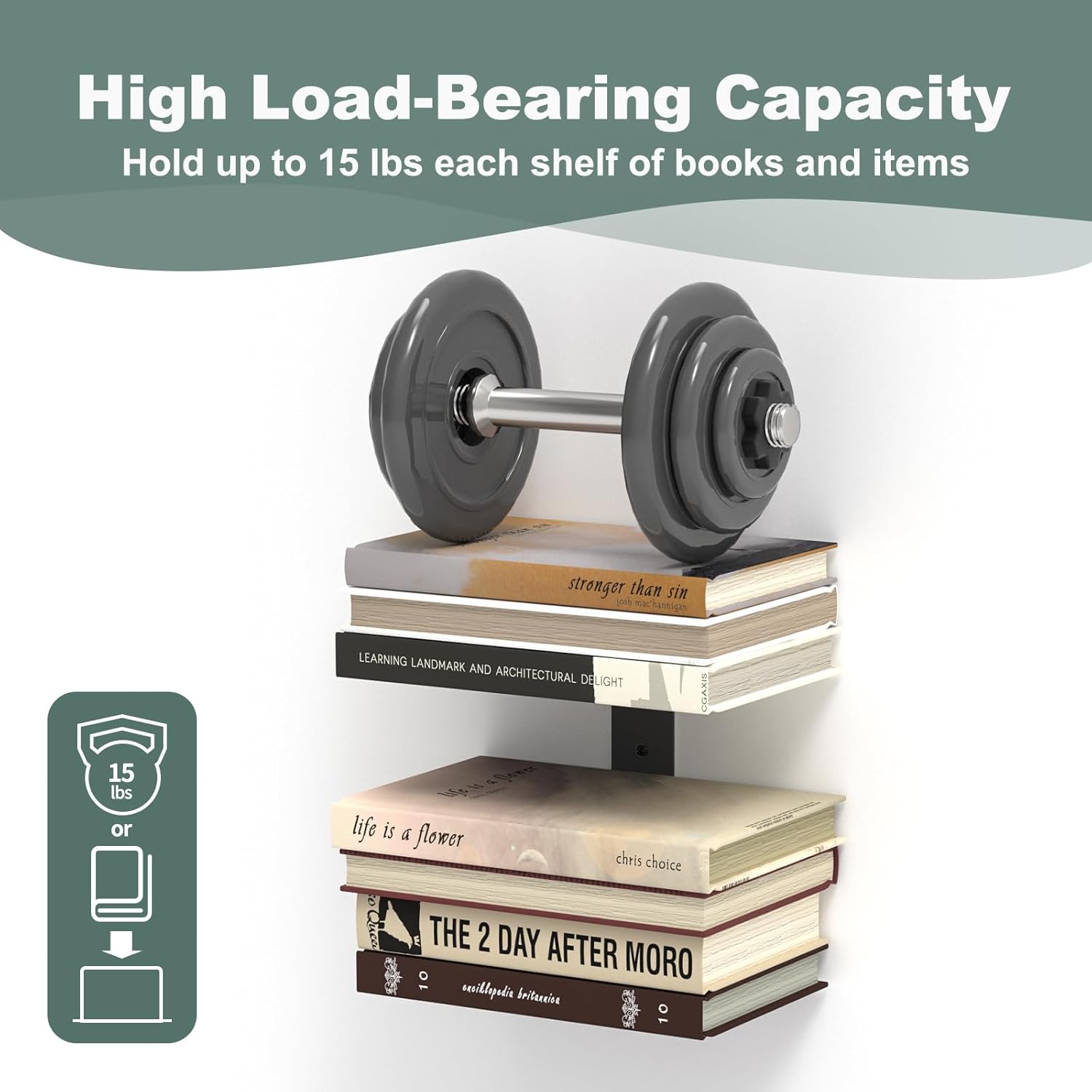 Invisible Floating Bookshelves 4 Tier Wall Mount Bookcase