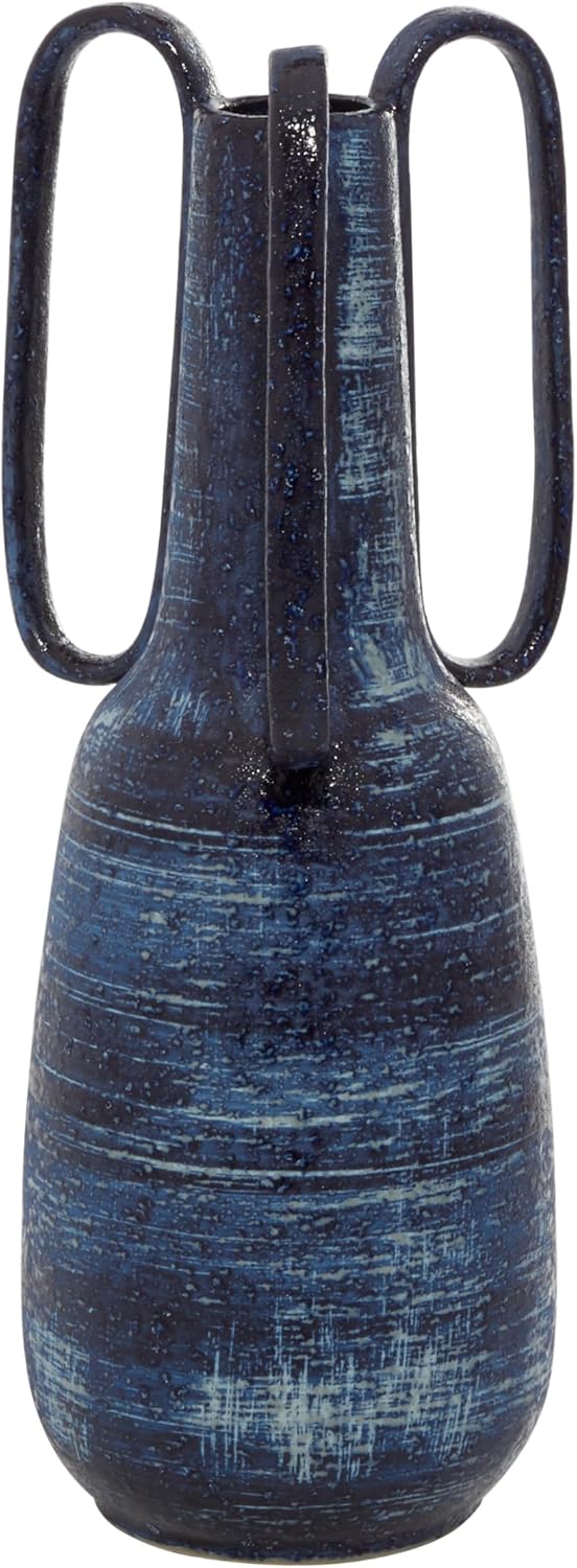 Deco 79 Blue Ceramic Vase with Handles