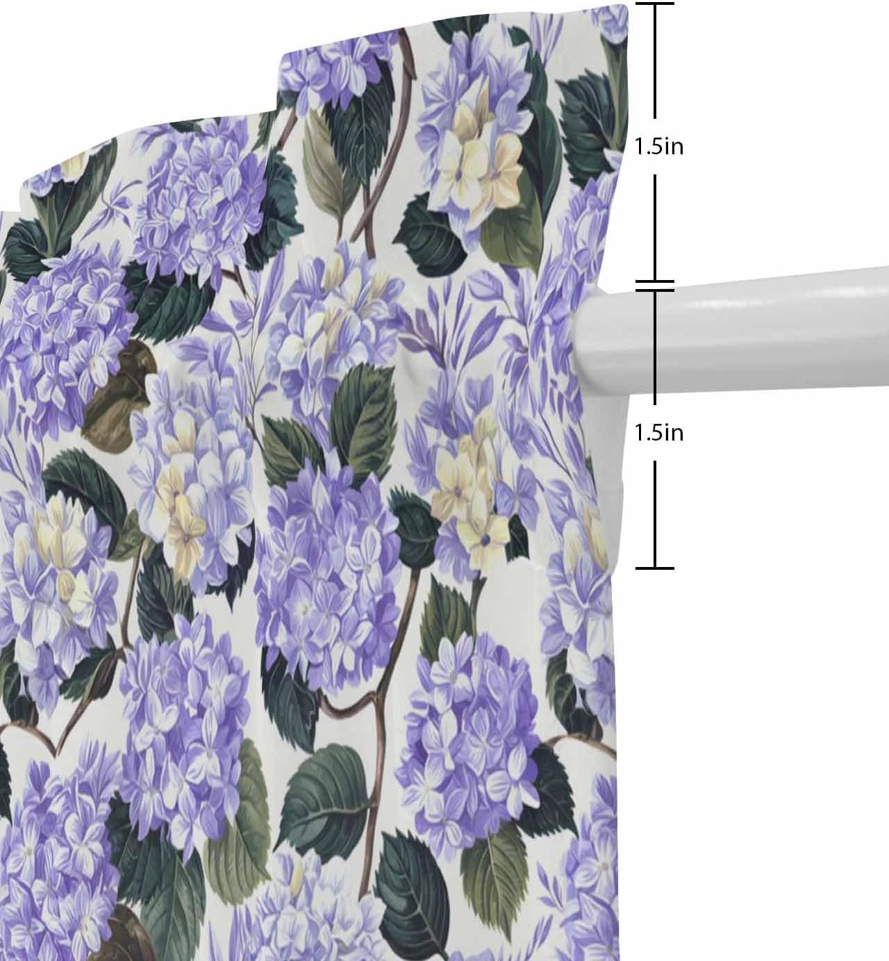 Purple Spring Floral French Door Curtain Watercolor Flowers Pastoral Sheer Door Panels 54W X 72L
