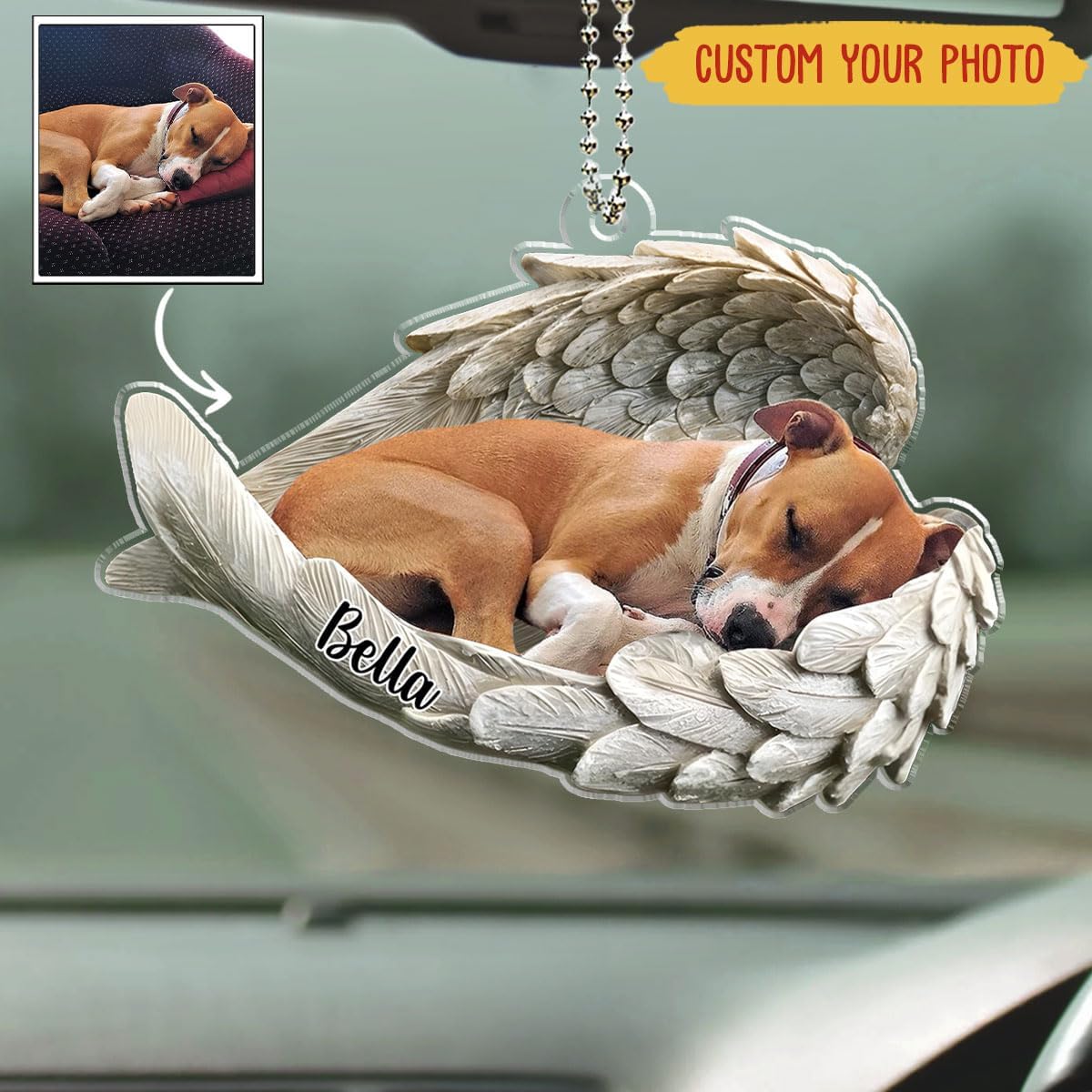 Pawsionate Angel Wings Personalized Car Ornament