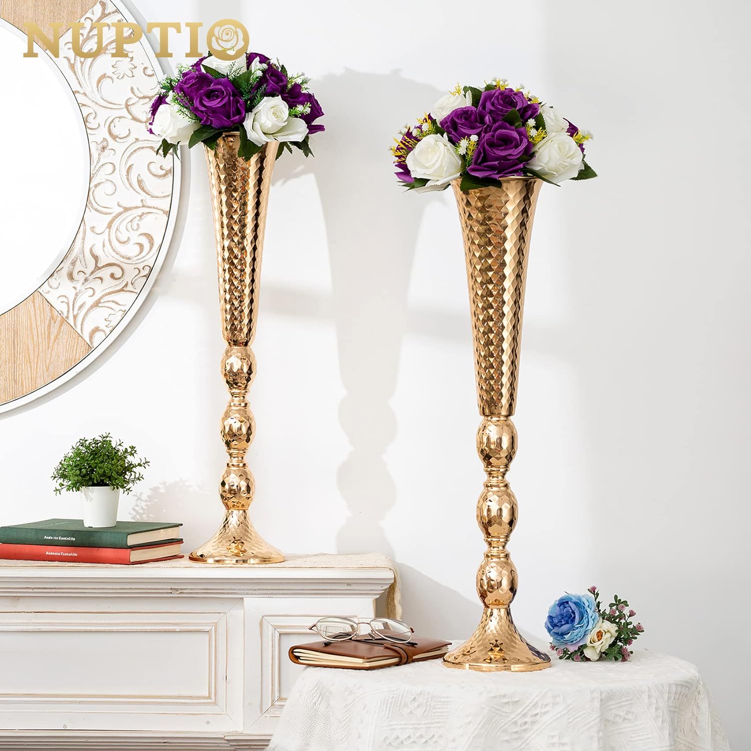 Nuptio 2 Pcs Centerpieces Vase Wedding Table Decoration