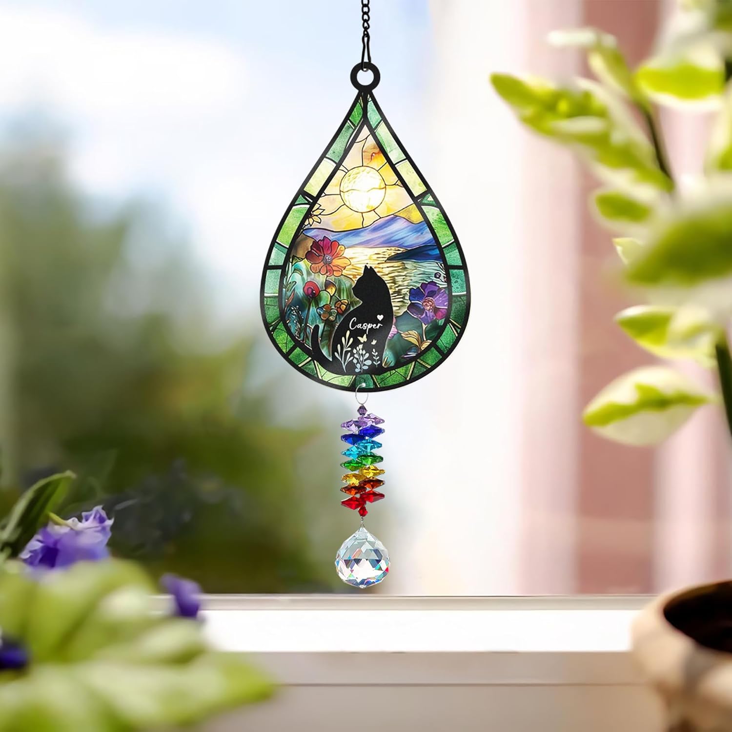 Custom Cat Memorial Suncatcher with Name for Pet Lovers