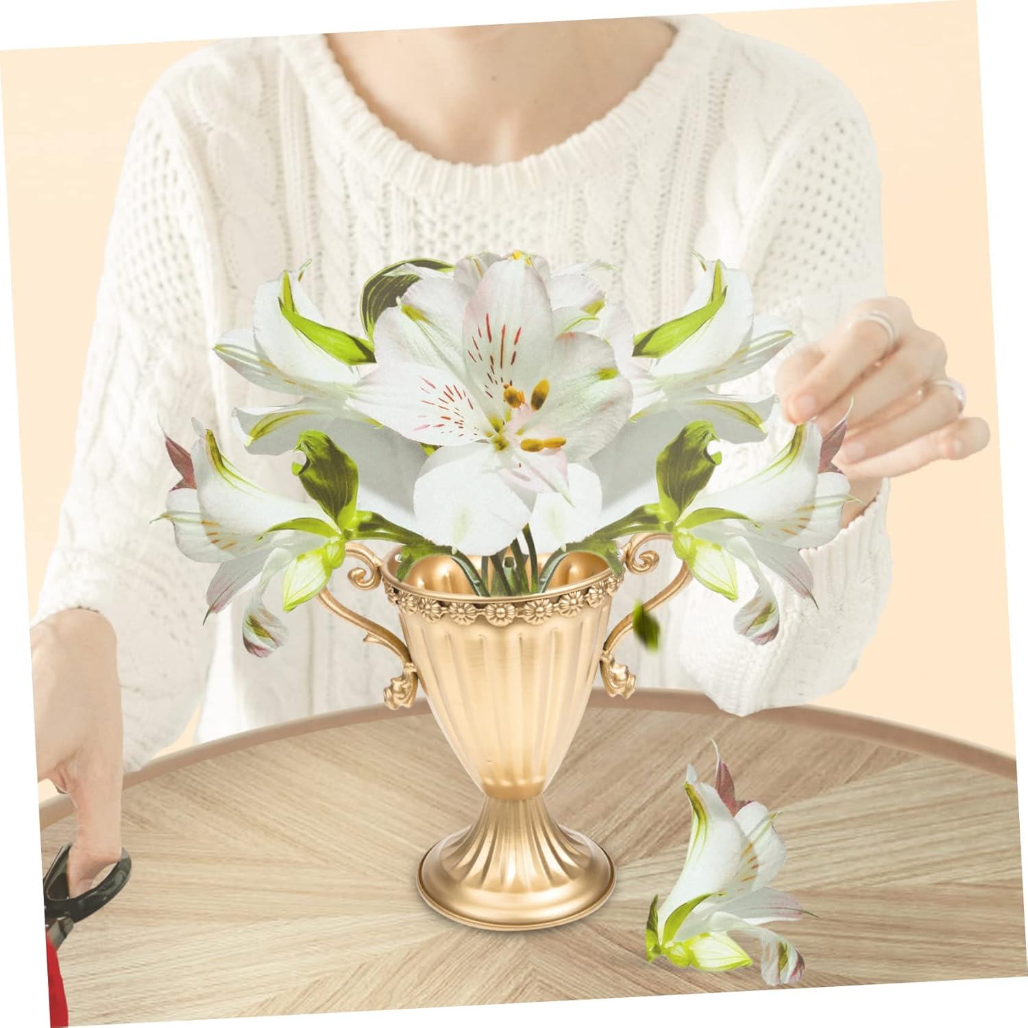Stobaza Tall Gold Vase Iron Flowerpot Planter Indoor Urn