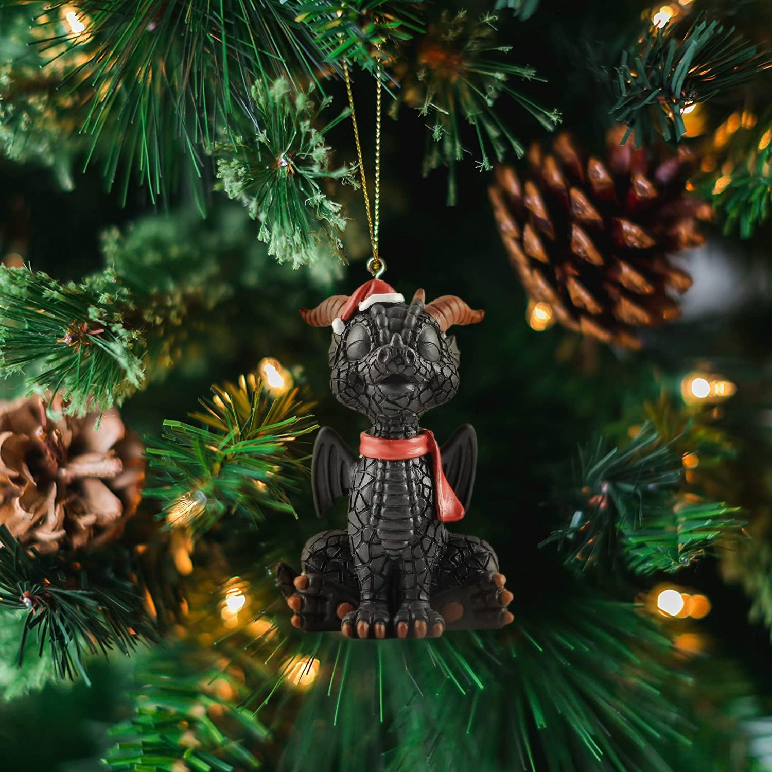 Baby Black Dragon Christmas Tree Ornament Figurine
