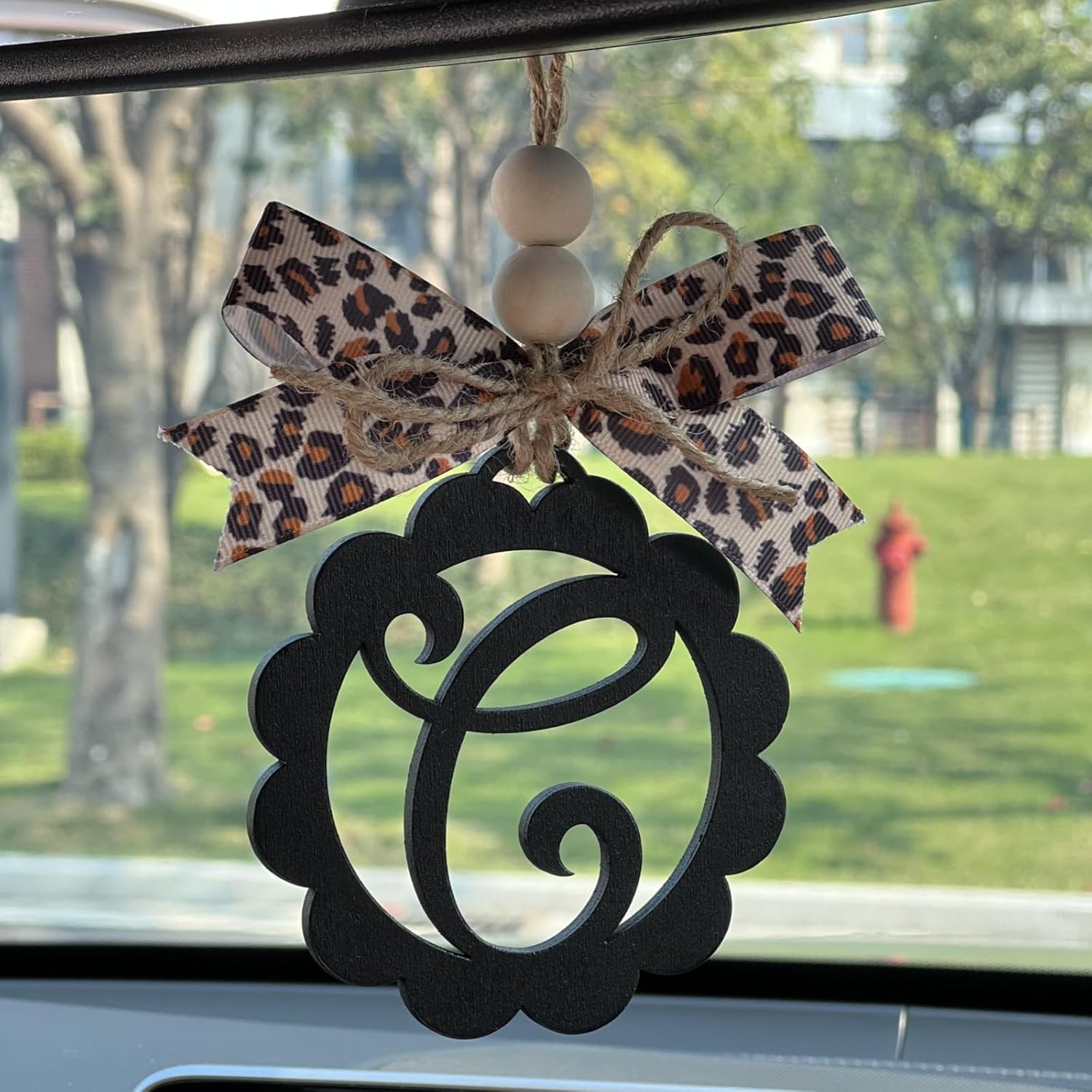 Leopard Pattern Rear View Mirror Hanging Ornament for Women