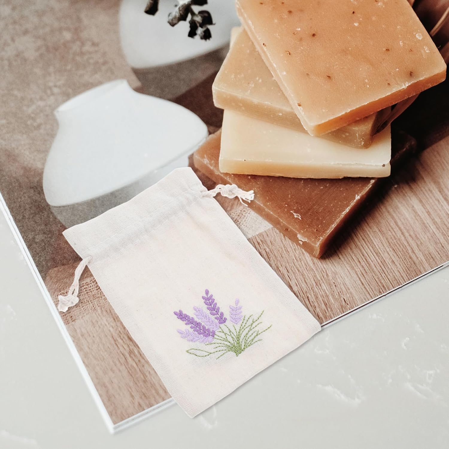 10pcs Lavender Cotton Drawstring Aromatherapy Bags