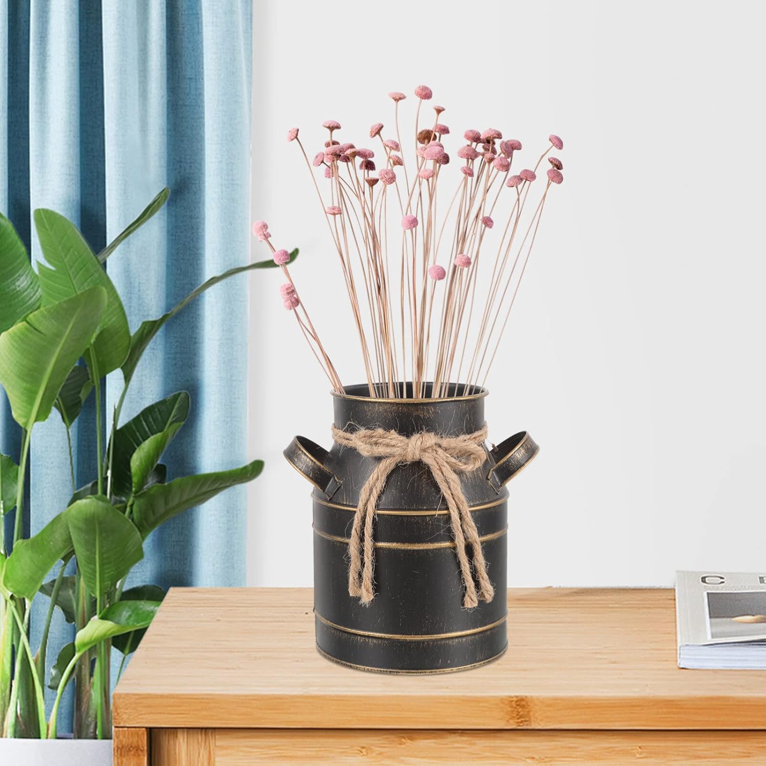 Retro Iron Bucket Vase - Black 629 X 59 X 433 Inch