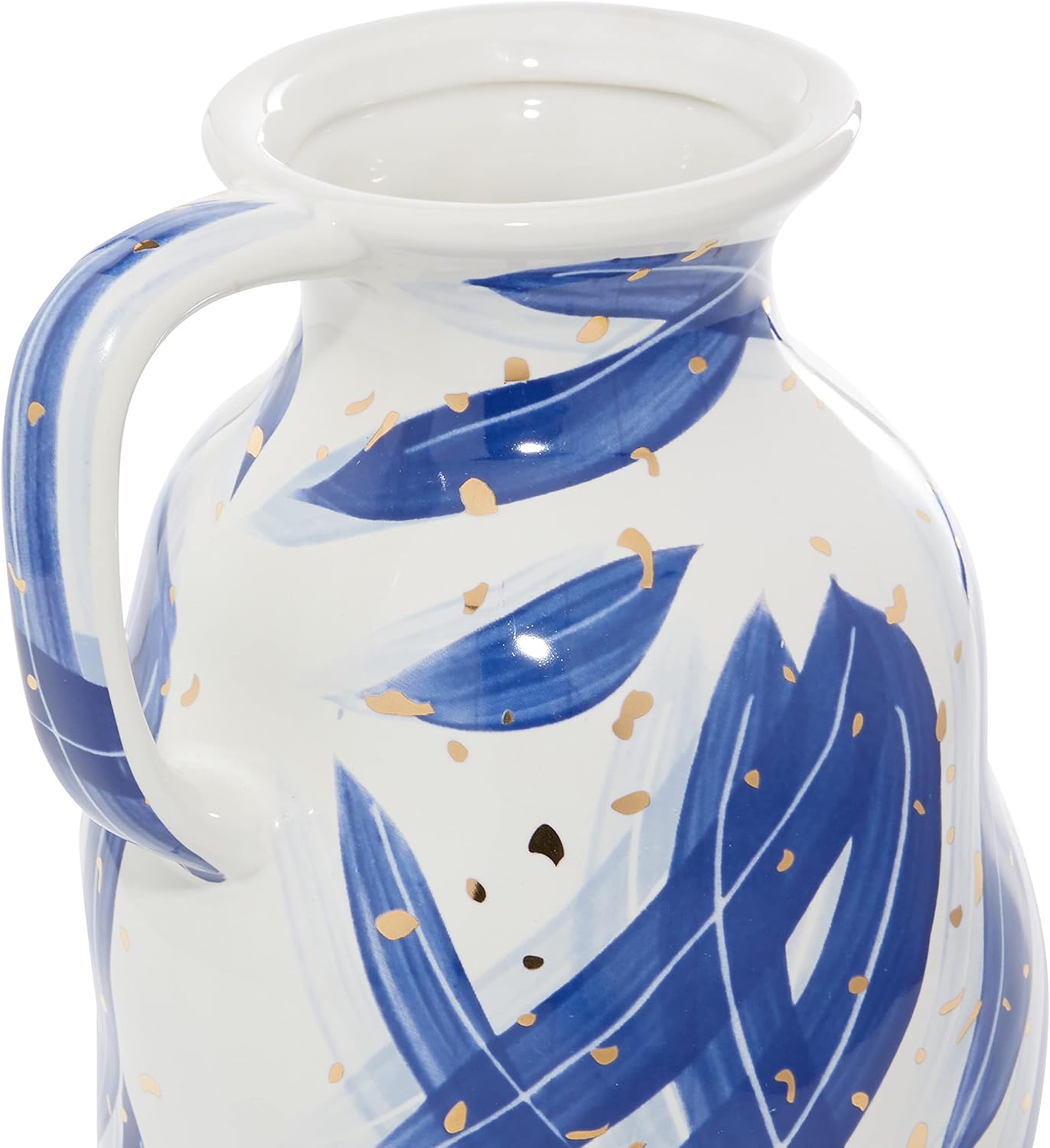 Deco 79 Ceramic Vase with Blue Leaf Design