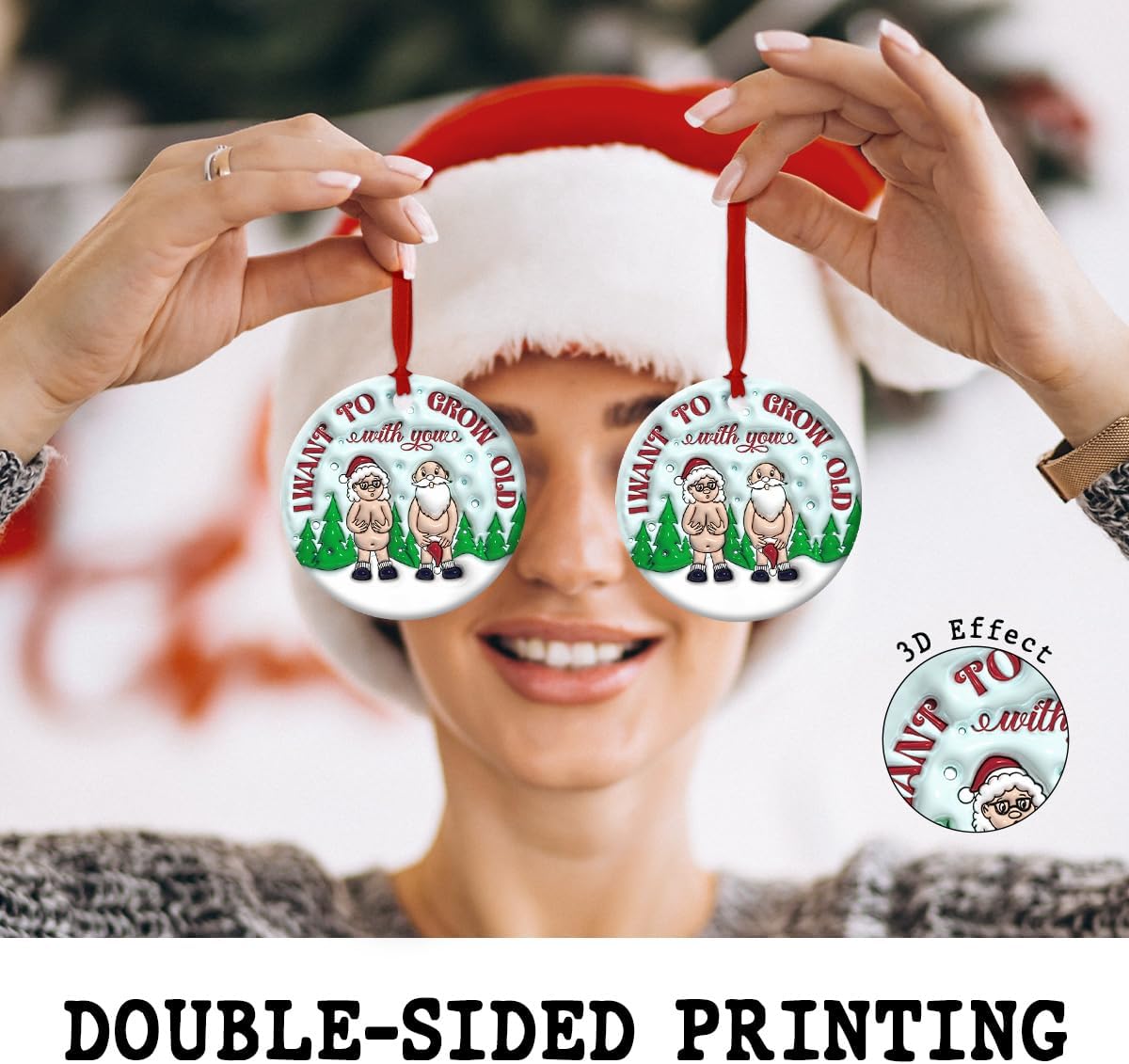 Funny Ceramic Ornament for Couples - Grow Old with You Christmas Decor