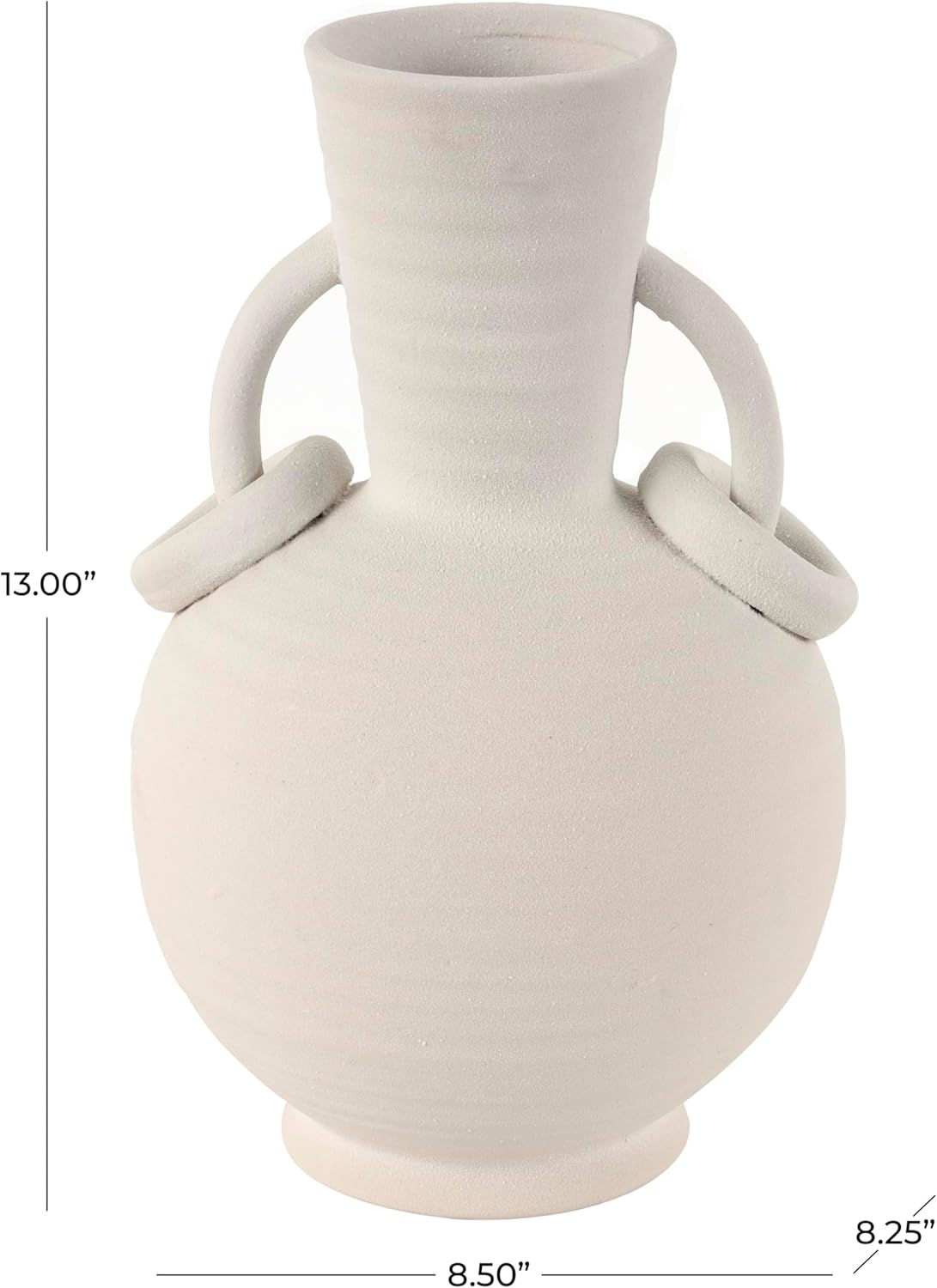 Deco 79 Cream Ceramic Vase with Ring Handles