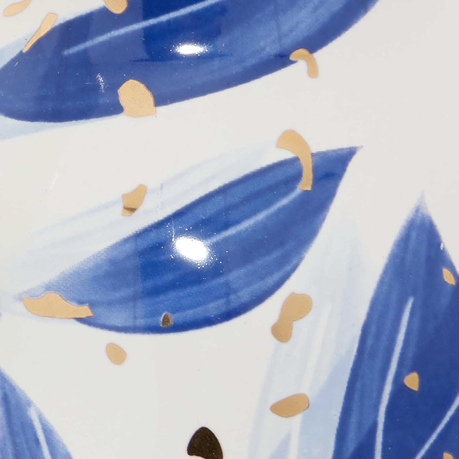 Deco 79 Ceramic Vase with Blue Leaf Design