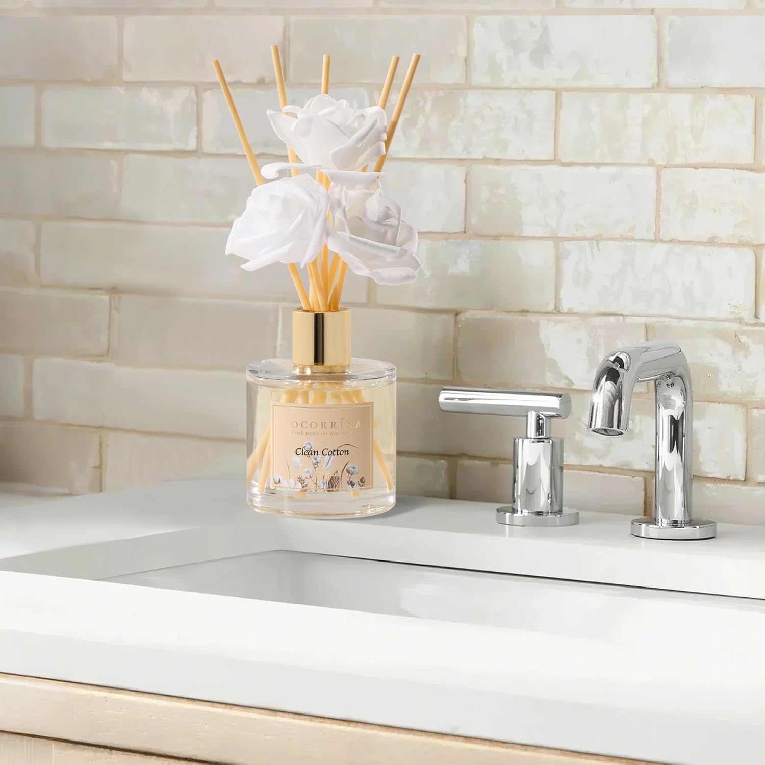 Cocorrna Reed Diffuser Set 67oz Fresh Cotton Scent Home Fragrance