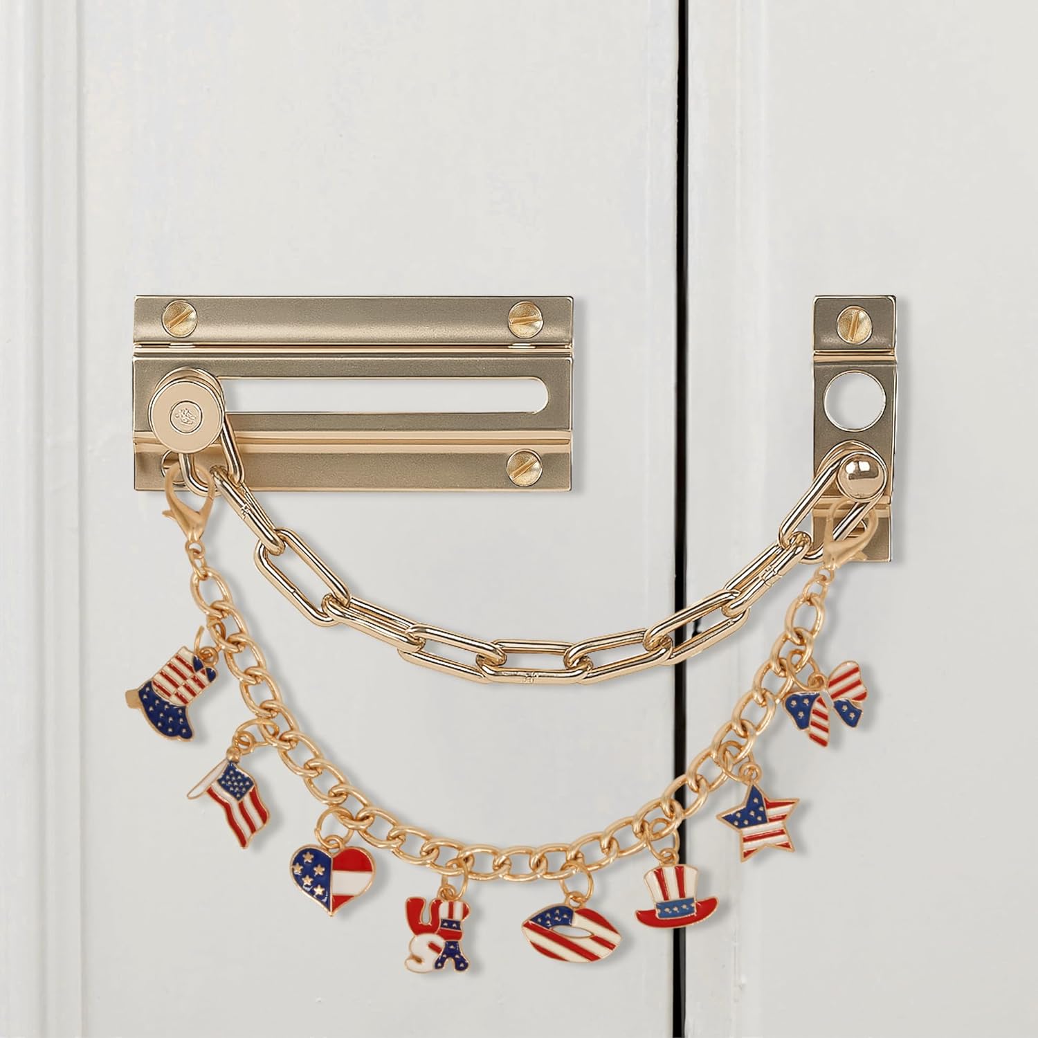 4th of July Door Chain Lock Charms - Gold Plated Decor