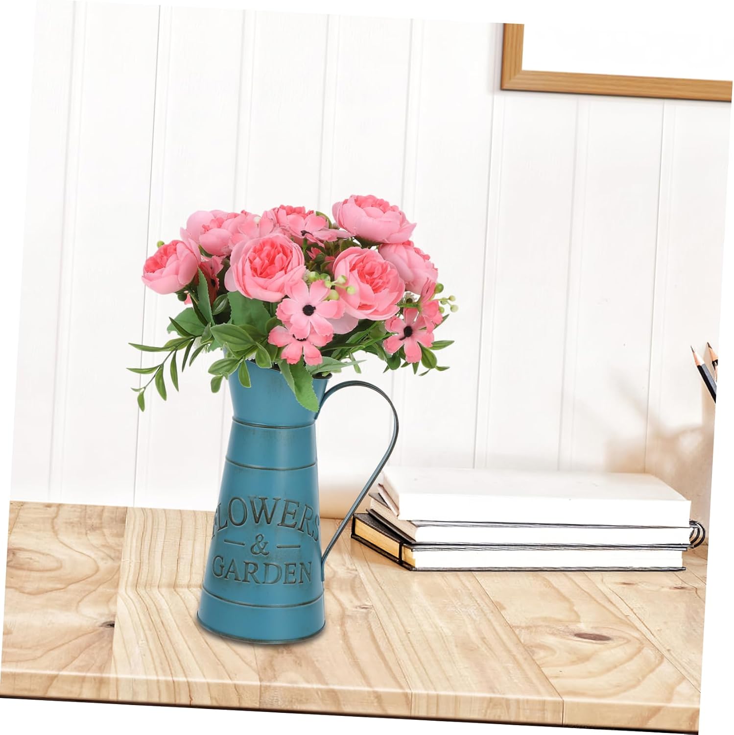 Hemoton Vintage Style Kettle Flower Vase Blue