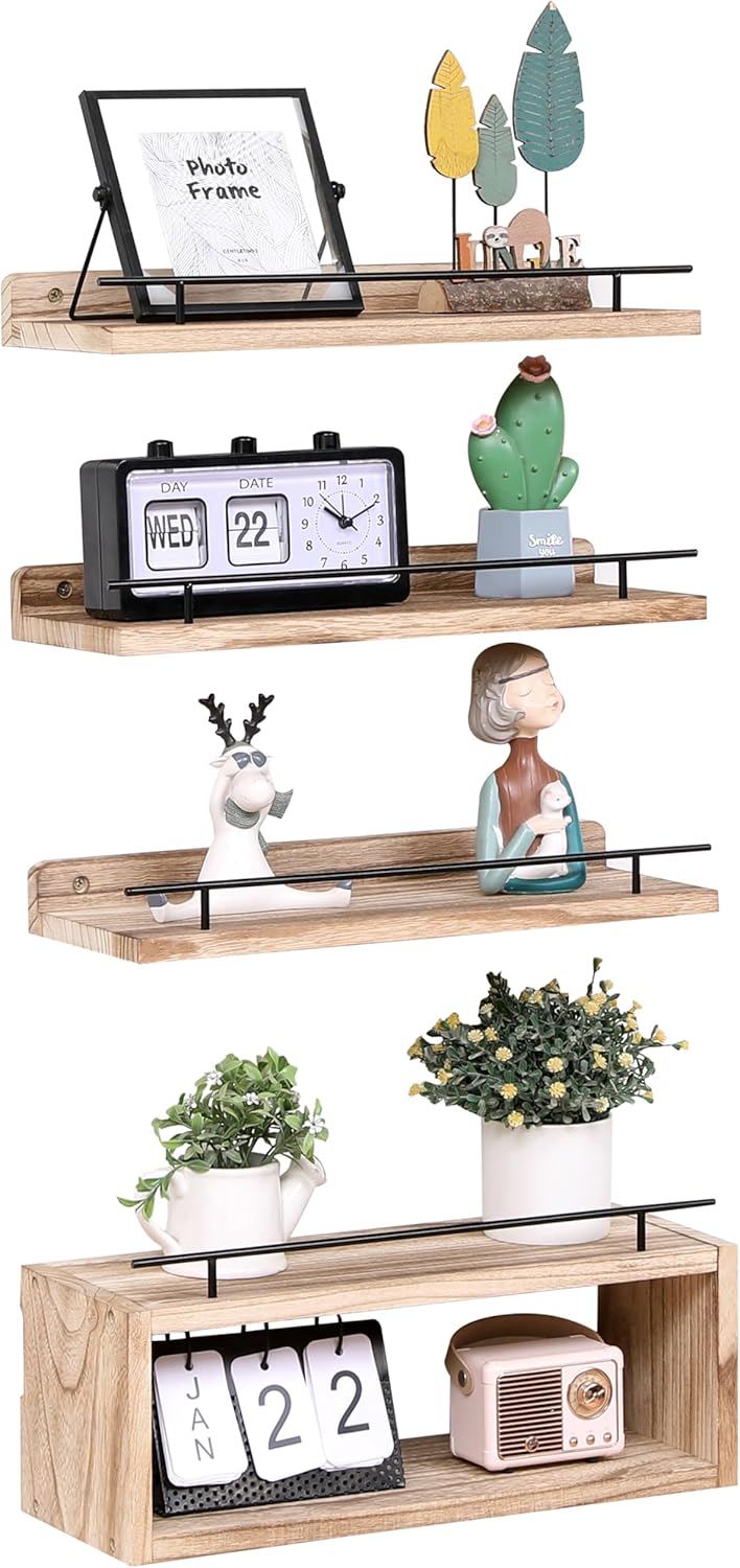 WONFUlity Floating Bathroom Shelves with Toilet Paper Holder