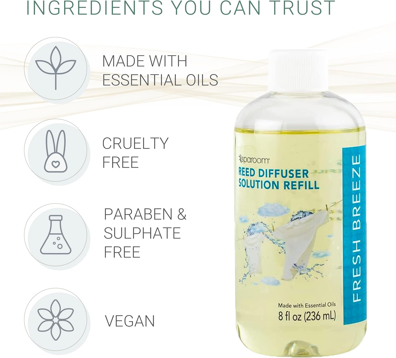SpaRoom Reed Diffuser Oil Refill Fresh Breeze Scent 8oz
