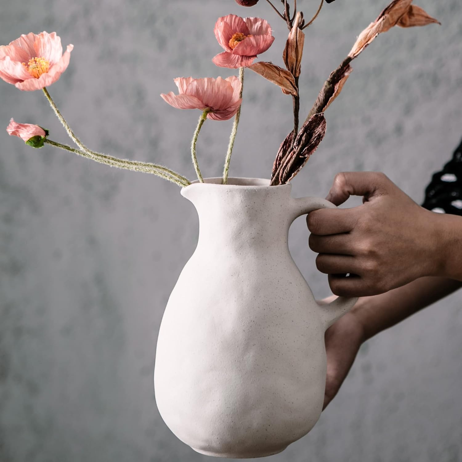 Kimdio Ceramic Vase with Handle Modern Farmhouse Decor