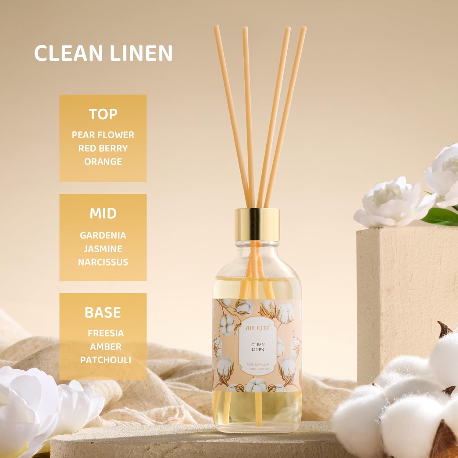 Airkeep Reed Diffuser Oil Set with 8 Sticks and 676 oz Oil