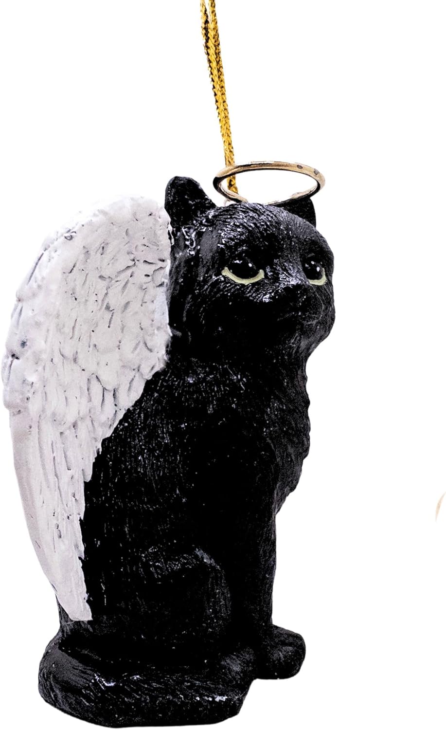 Black Cat Angel Tabby Christmas Tree Ornament