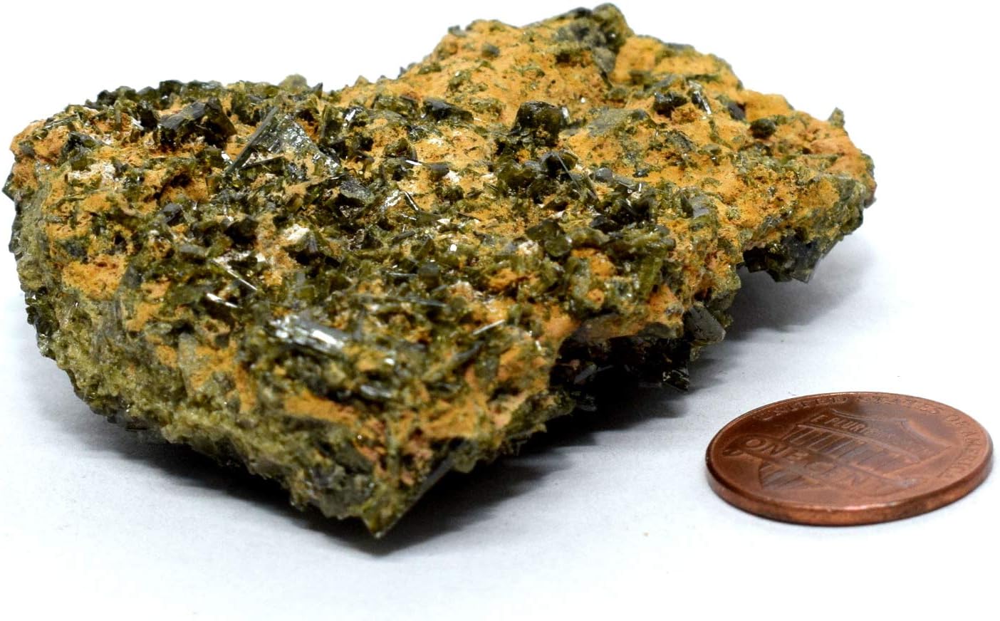 61mm Pistacite Green Epidote Crystal Cluster - Natural Collectible Mineral Specimen from Peru
