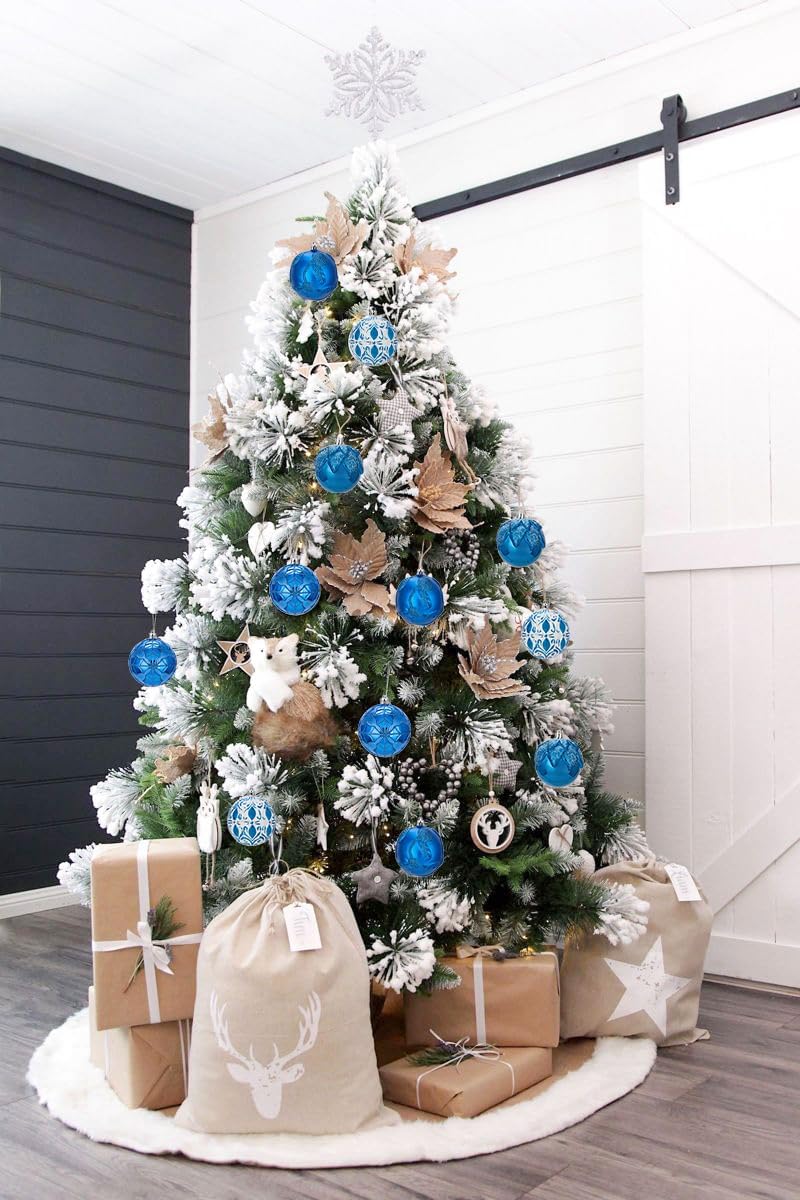 Hollyone 315 Inch Blue Christmas Ball Ornaments 12 Pcs Set