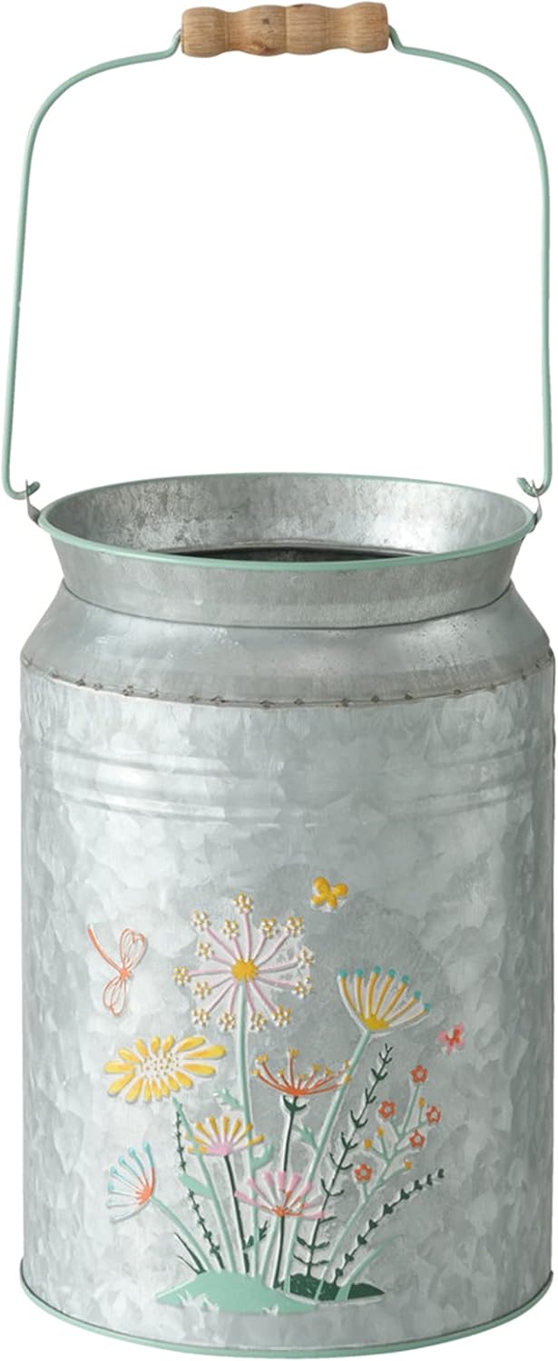 Creamery Vase in Grey Zinc with Meadow Flower Design