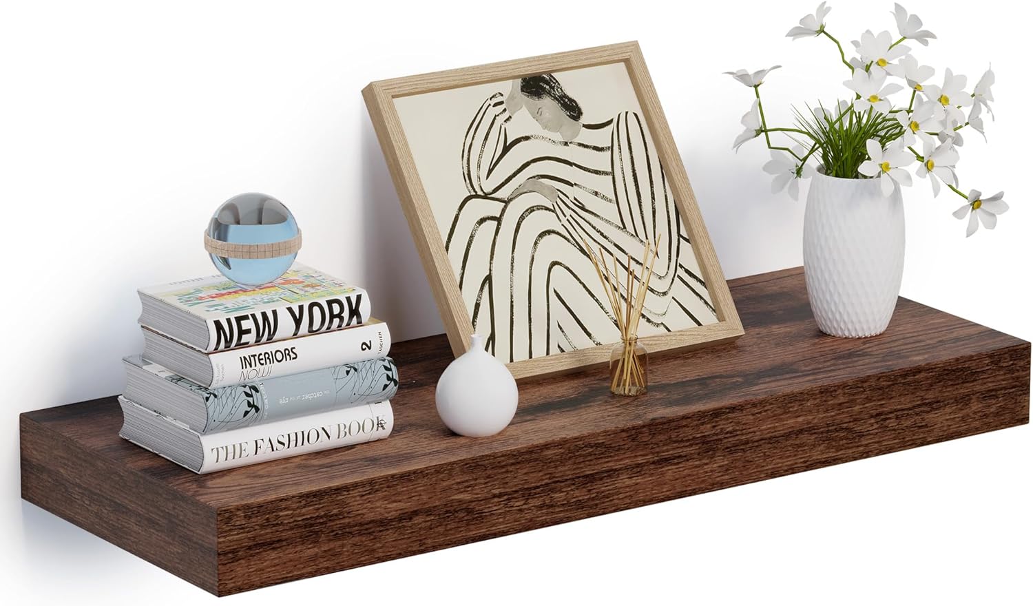 24 x 12 Inch Deep Floating Shelves Wall Mounted with Invisible Brackets