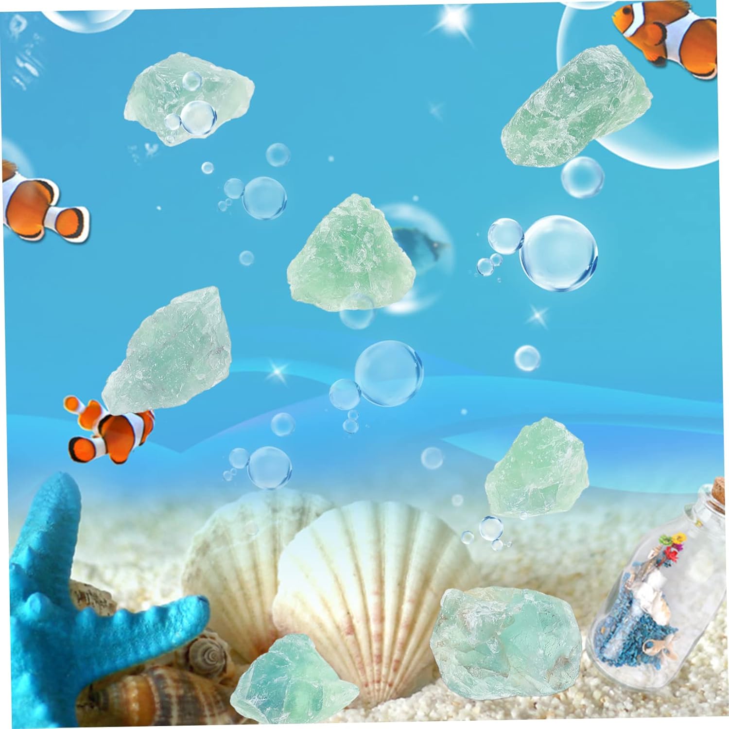 Green Fluorite Decor Stones for Home Aquarium and Office Use