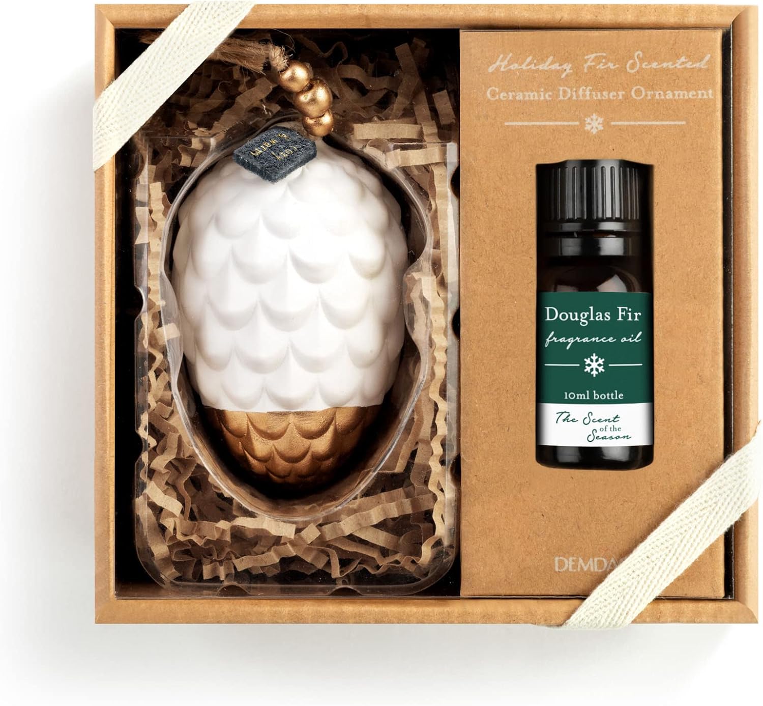 DEMDACO Pinecone White 3 Inch Fragrance Diffuser Ornament Set of 2