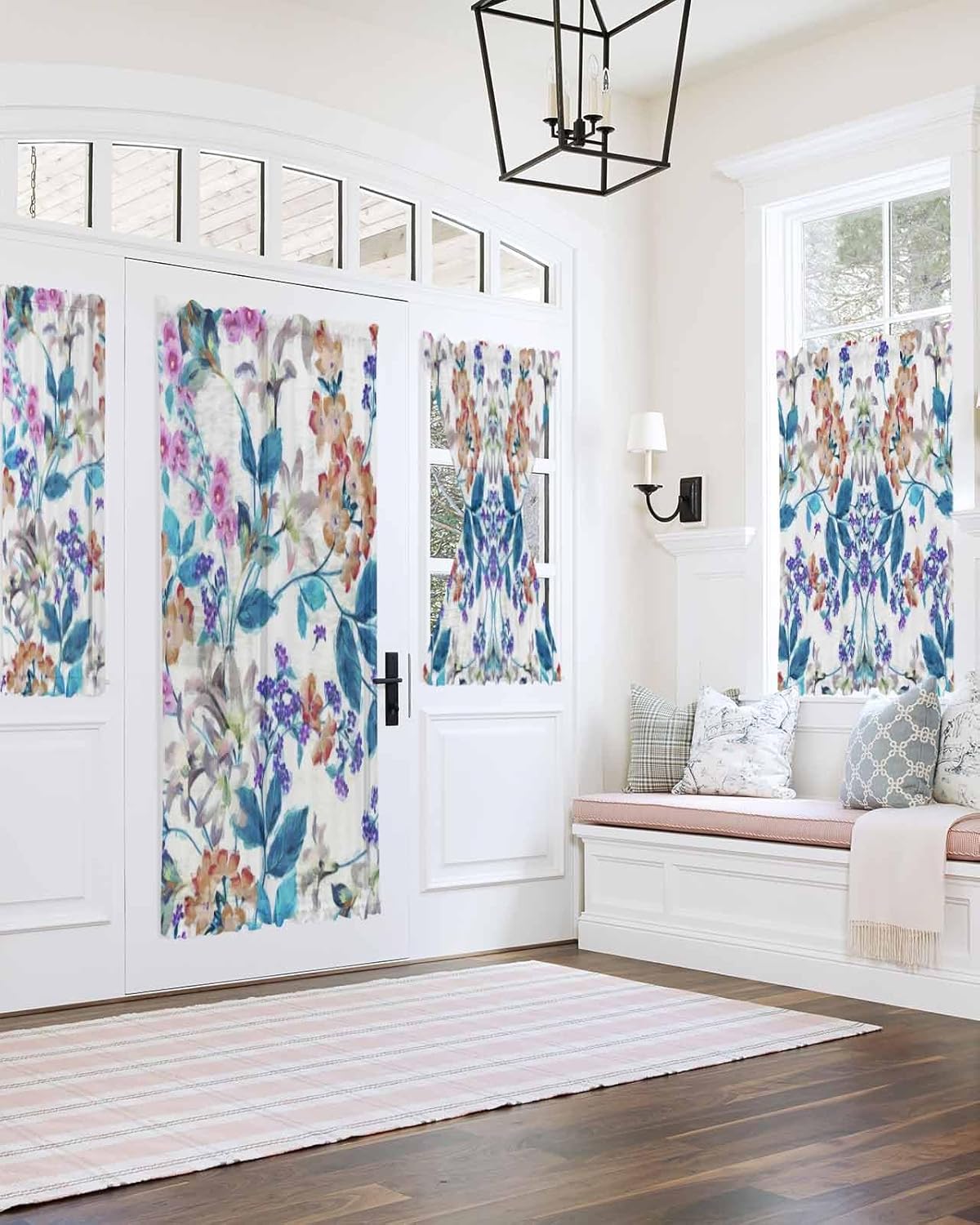 Elegant Door Curtains 54x40 Sheer Panel with Tiebacks