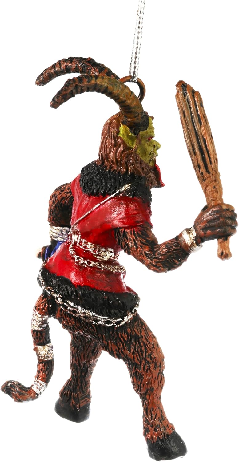 Krampus Christmas Ornament Decorative Figurine with Silver String