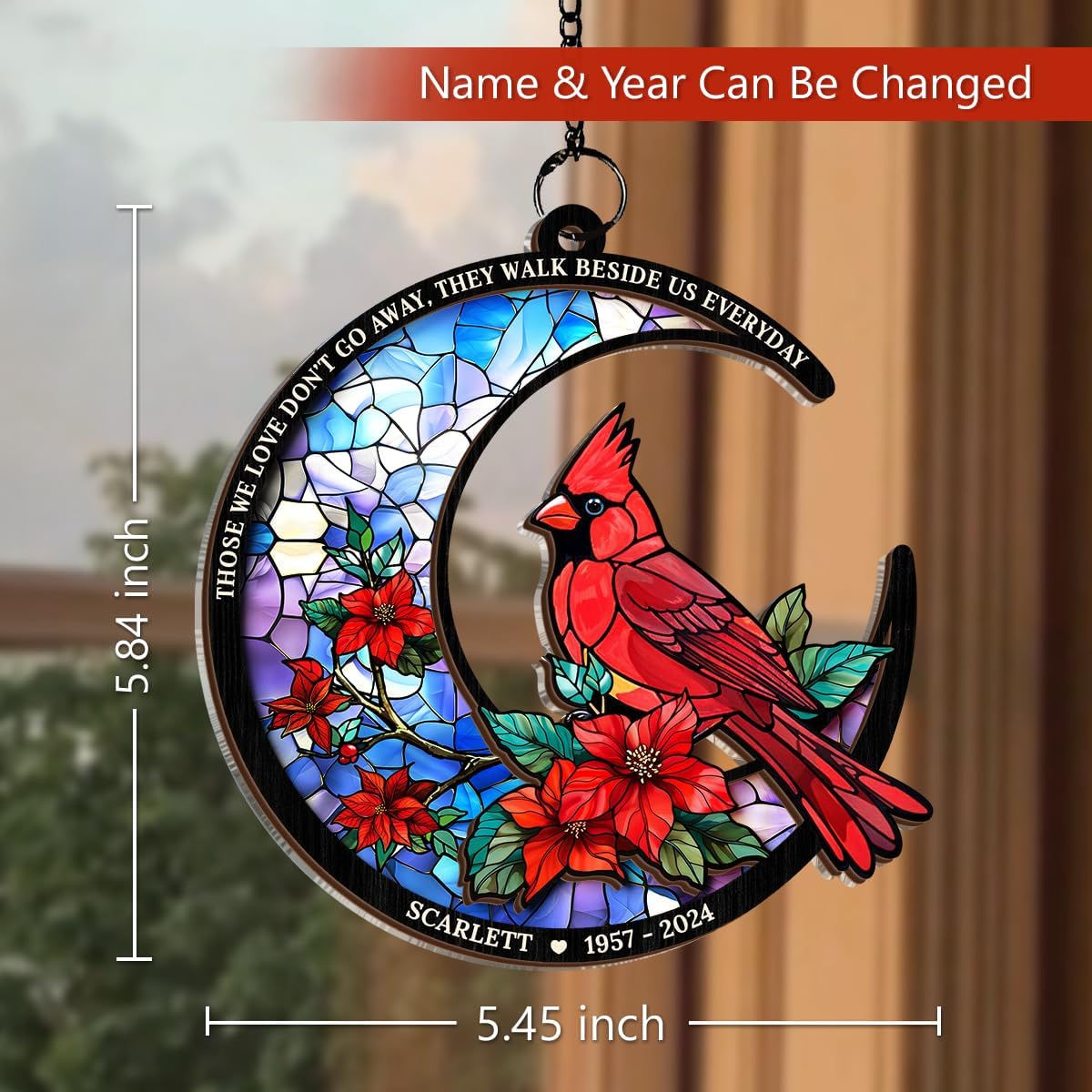 Personalized Memorial Suncatcher Ornament Custom Window Hanging Keepsake Loss of Loved Ones Sympathy Christmas Decor
